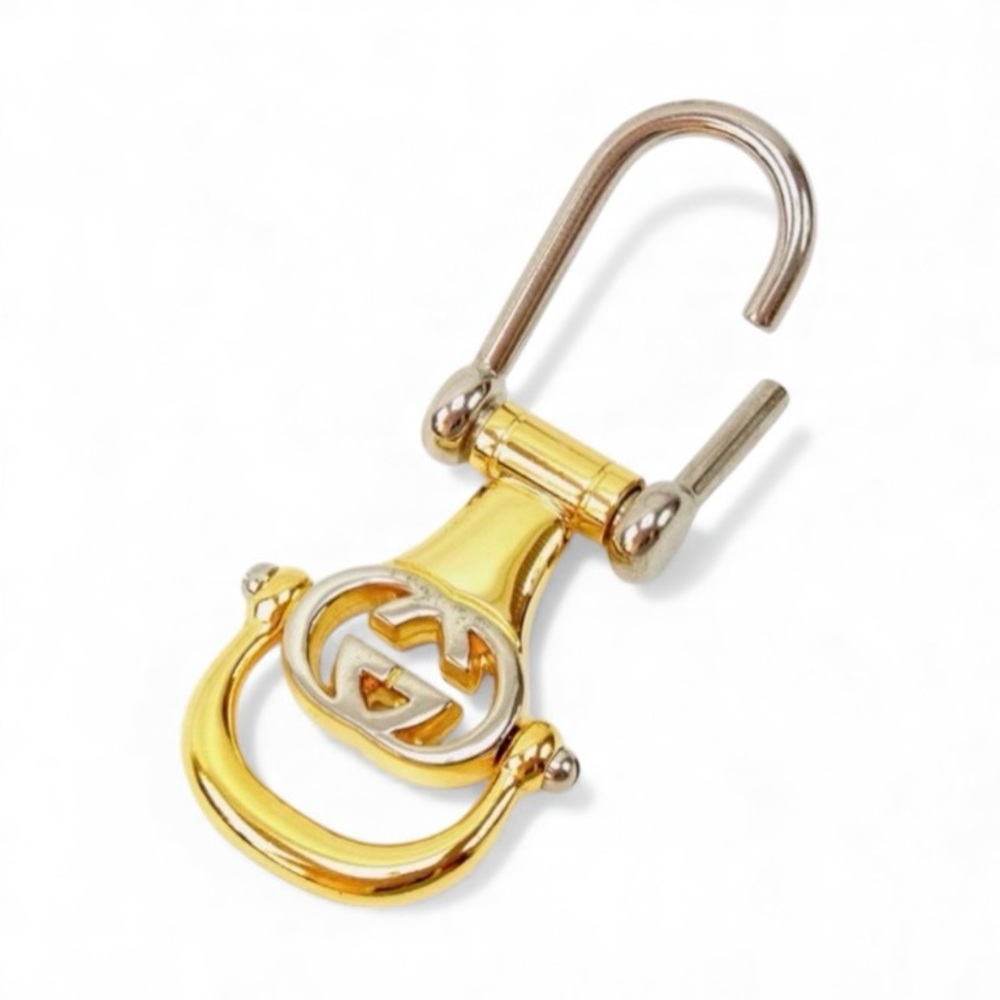 NIB Rare & Vintage Authentic Gucci Two Tone Horsebit Style Key Holder/Keychain
